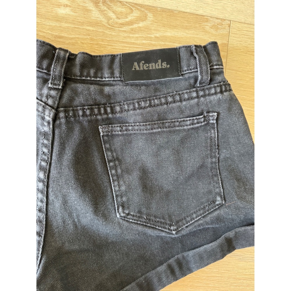 Afends Black Denim High Waisted Rolled Hem Shorts Womens Size 6 US AU 10 - Picture 4 of 8